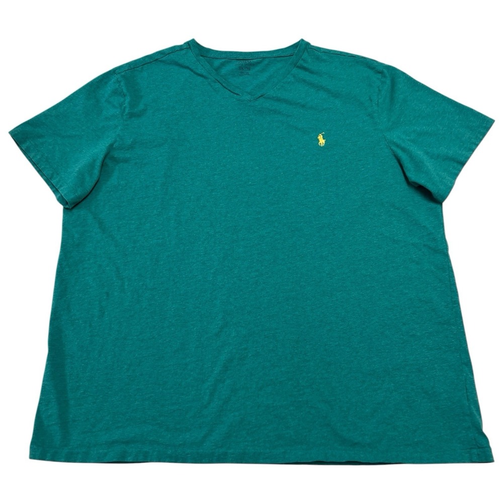 Polo Ralph Lauren Men's 2XL Classic Fit T Shirt Green Teal 100% Cotton V Neck